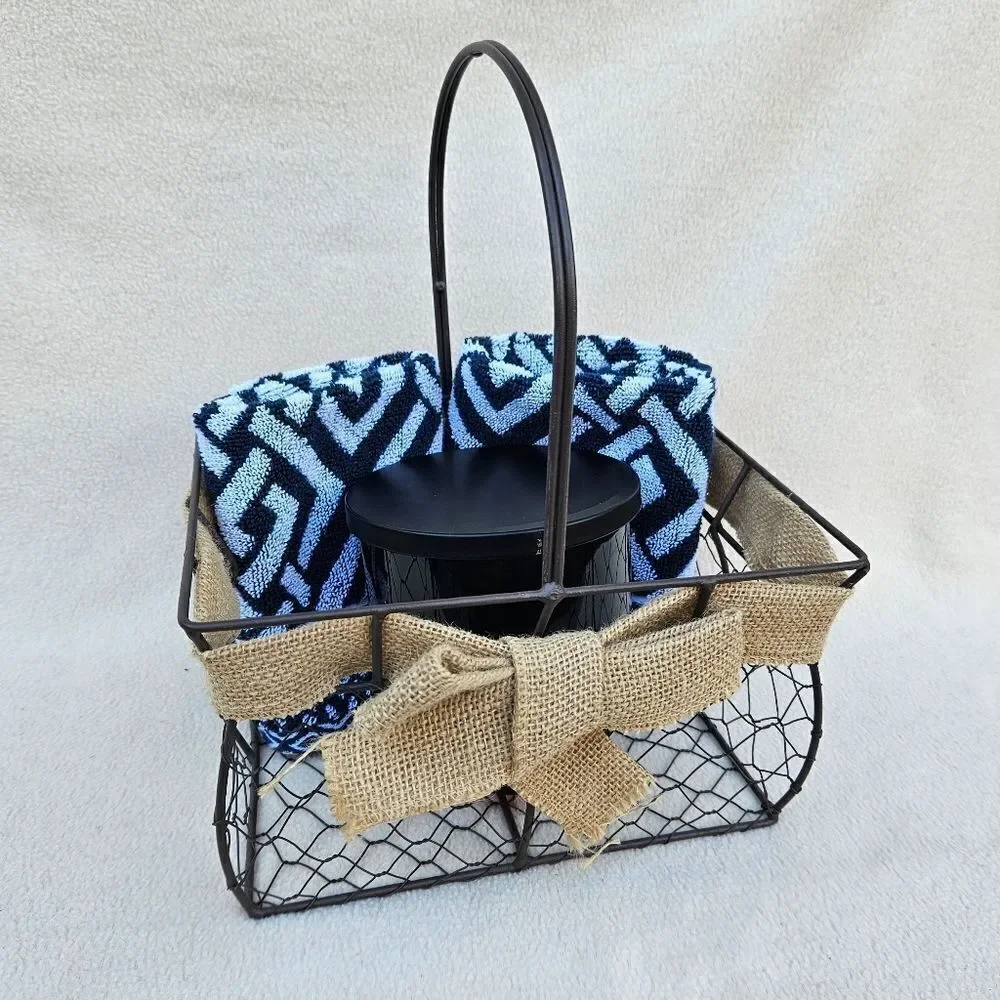 Large Bronze Metal Basket With Handle